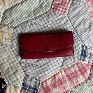 Elegant Red Leather Women's Clutch